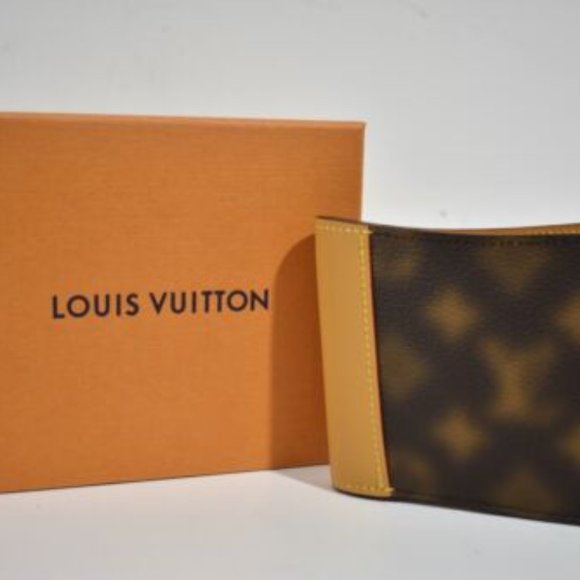 Louis Vuitton Wavy Blurred Brown Monogram Leather Bifold Multiple Card Wallet - Picture 1 of 4